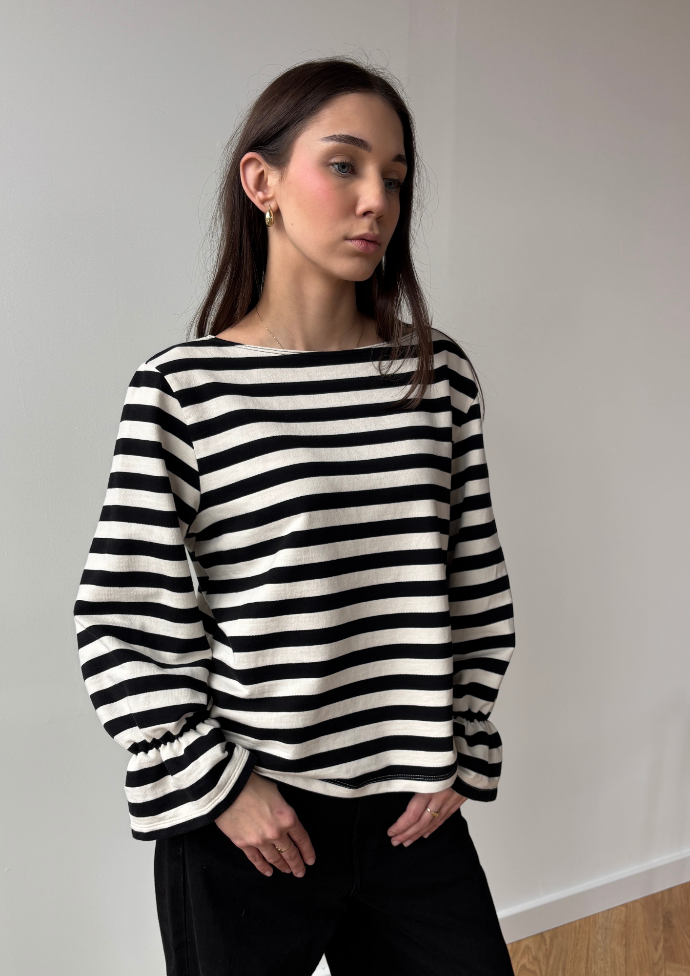 Longsleeve w paski MARINA, bawełna